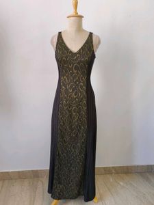 Vintage Black & Gold Maxi Dress