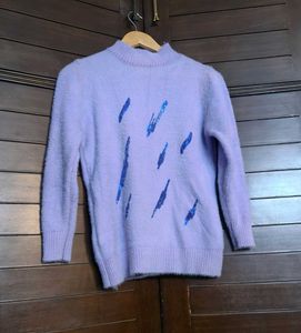 Women Lavender Sequin design Knit Sweater
