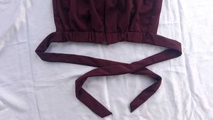 Burgundy Tie-Waist Crop Top