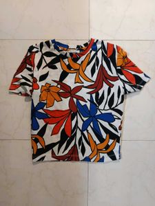 ZARA Printed Ribbed Top