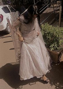 Crop Top Lengha With Design Sleeves