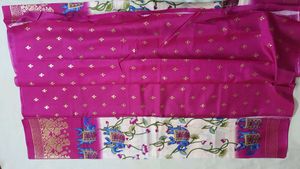 Elephant Print Cream With PINK Color Saree