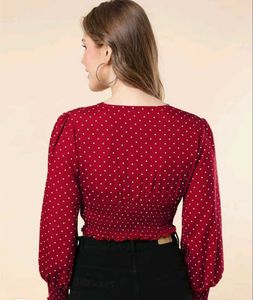 Cute Korean Red Polka Dotted Top