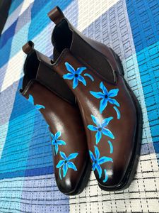Hand Painted Leather Chelsea Boots
