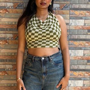 Crochet Checkered Halter Top
