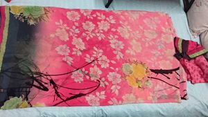 Floral Pink Saree with Blouse