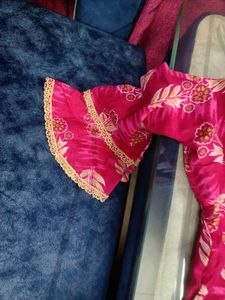 Pink Floral Print Flared Kurti