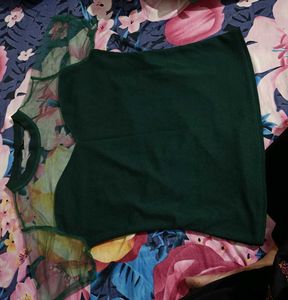 Dark Green Sheer Detail Top
