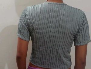 Sage Gray Textured Top