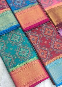 Pink &amp; Blue Silk Saree