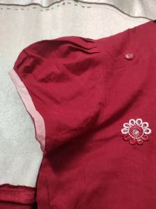 Maroon Embroidered Short Kurti