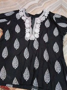 Embroidered Black Tunic Top