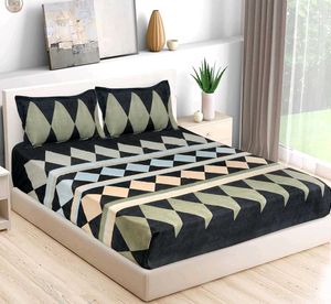 Abstract Print Double Bed Sheet With Pillow Cover