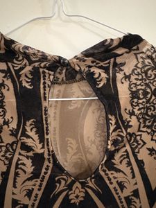 Nude And Black Mesh Bodysuit