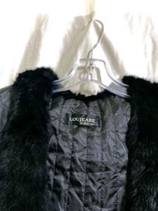 Vintage Black Coat with Faux Fur Trim