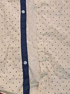 Beige Polka Dot / Cobalt Abstract Panel Shirt