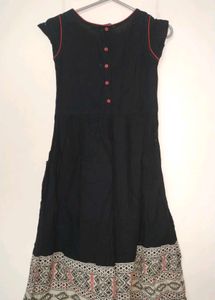 Black Midi Dress with Embroidered Details