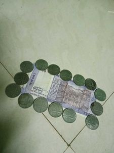 Cross One Rupees Coin 15 Pcs And 100 Rupee Note