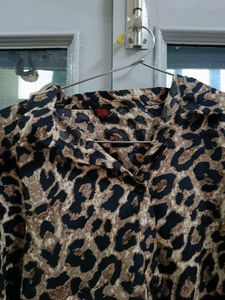 Leopard Print Tie-Front Top