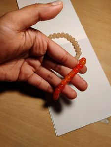 2 Beaded Bracelets, Orange And Tan