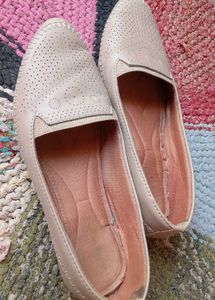 Beige Perforated Slip-On Loafers