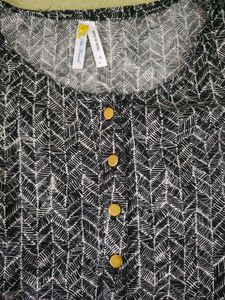 Black And White Geometric Print Kurta
