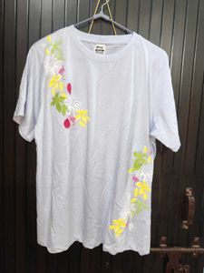 Floral Embroidered T-Shirt With Sequence Work
