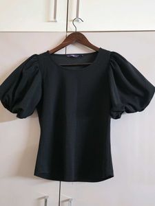 Chic Black Puff Sleeve Top