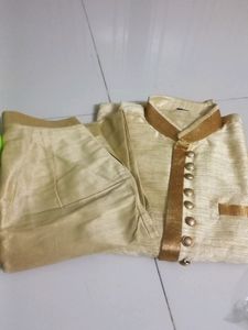 Golden Colour Sherwani Look Kurta Pajama Set Unused Size 36