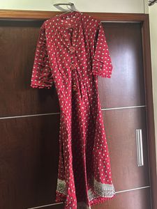 Festive Red A Line Long Kurta