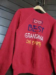 Women Red printed Cotton Sweatshirt