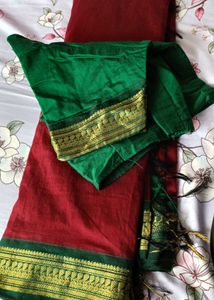 Womens Traditional pure cotton Saree with blouse