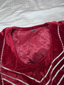 Red Velvet A Line Palazzo Set