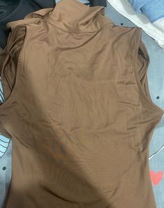 Brown Cowl Neck Top