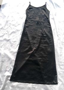 Brand New (Newme) Black Satin Maxi Dress