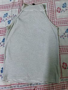 Striped Mock Neck Tank Top