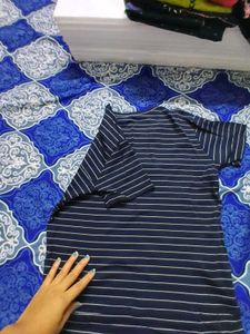Blue And Black Slim Fit T- Shirts