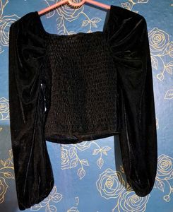 Black Velvet Long Sleeve Top