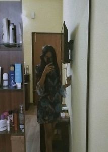 Zudio Flower Print Mini Dress, Blue Colour