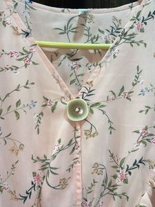 Elegant Floral Print Peplum Top - Large 🌸