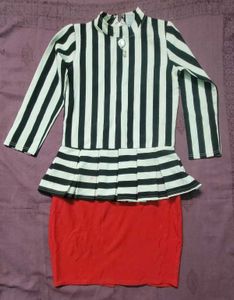 Striped Peplum Party Dress