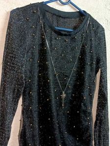 Partywear See-through Sparkly Top Black 🖤