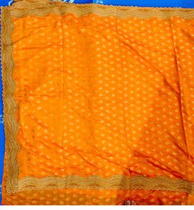 Orange Sari with Gold Border