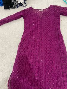 Purple Embroidered Kurta