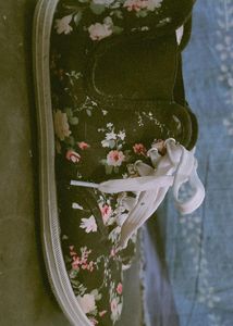 Black Flowered Casual Shoes