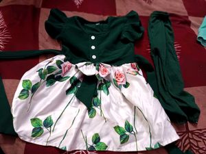 Floral Dress with Leggings Set