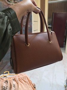 Brown Leather Dotted Sling Bag New