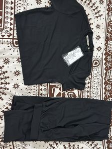 NEW WITH TAG Black Crop Top &amp; Pants co ord set