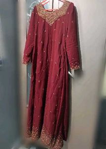 Elegant Maroon Embroidered Anarkali Kurta