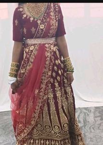 Maroon Velvet Lehenga Choli